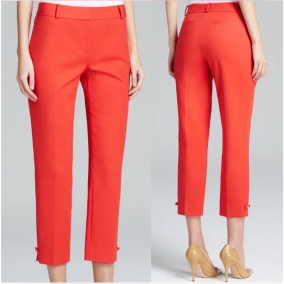 kate spade Pants - KATE SPADE Jackie Bow Lacquer Red Straight Leg Cropped Trouser Pants Size 4